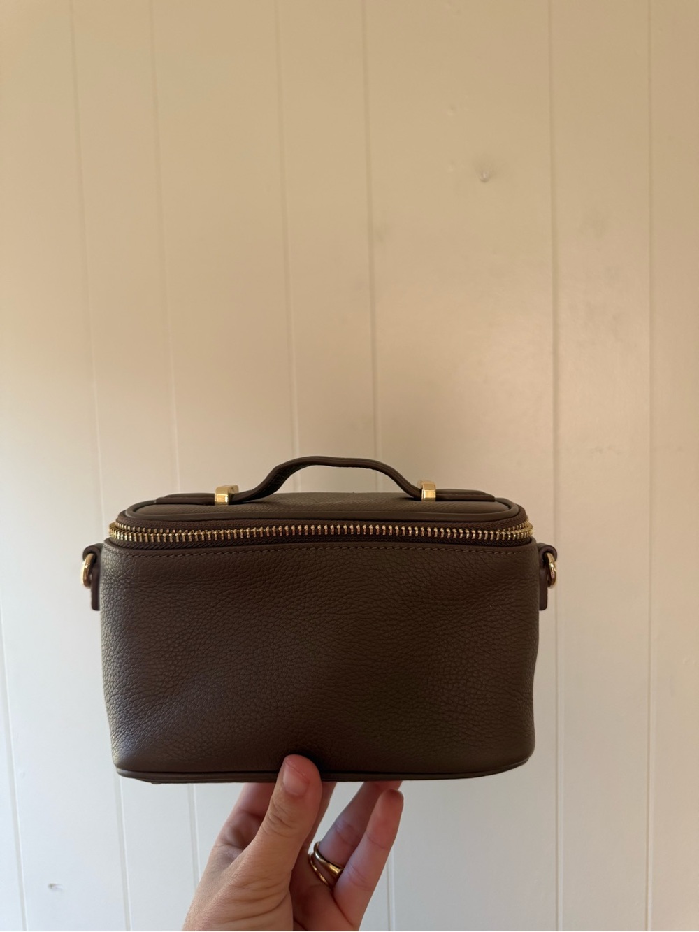 Women's Mini Brown Leather Vanity Crossbody Bag
